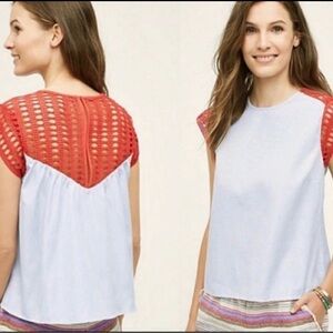 Anthropologie Red and White Blouse